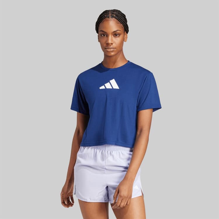 adidas Dames Workout Grote Logo T-shirt Dark Blue