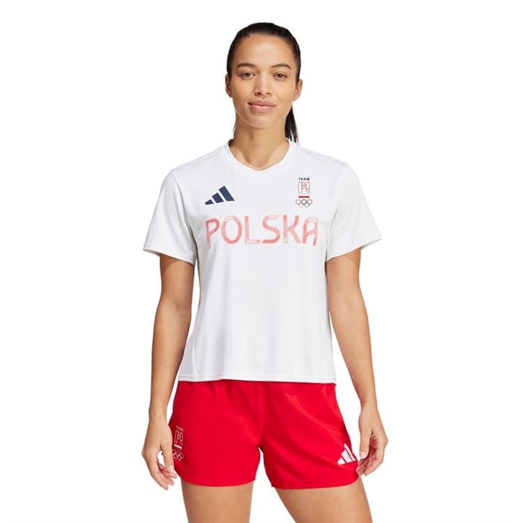 adidas Dames Team Polen Olympische Training T-shirt Wit
