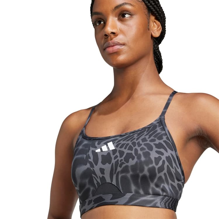 adidas Dames Aeroreact Grafische Beha met Lichte Ondersteuning Zwart