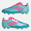 adidas Junior F50 League Messi FG/MG Firm/multi Ground Voetbalschoenen Flash Aqua/Lucid Pink/Lucid Cyan