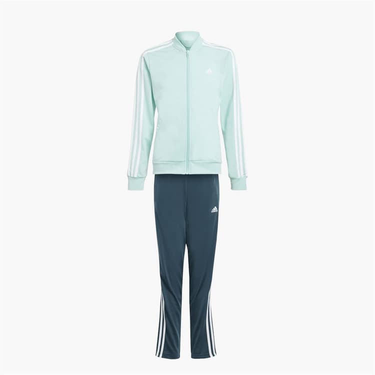 adidas Junior Meisjes Essentials 3-Stripes Trainingspak Semi Flash Aqua/Wit