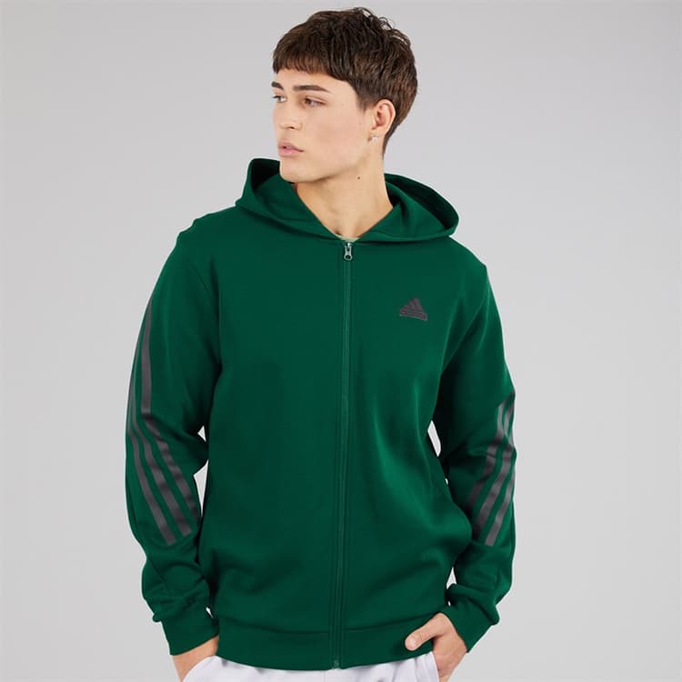 adidas Heren Future Icons 3-Stripes Volledige Rits Hoodie Collegiate Green