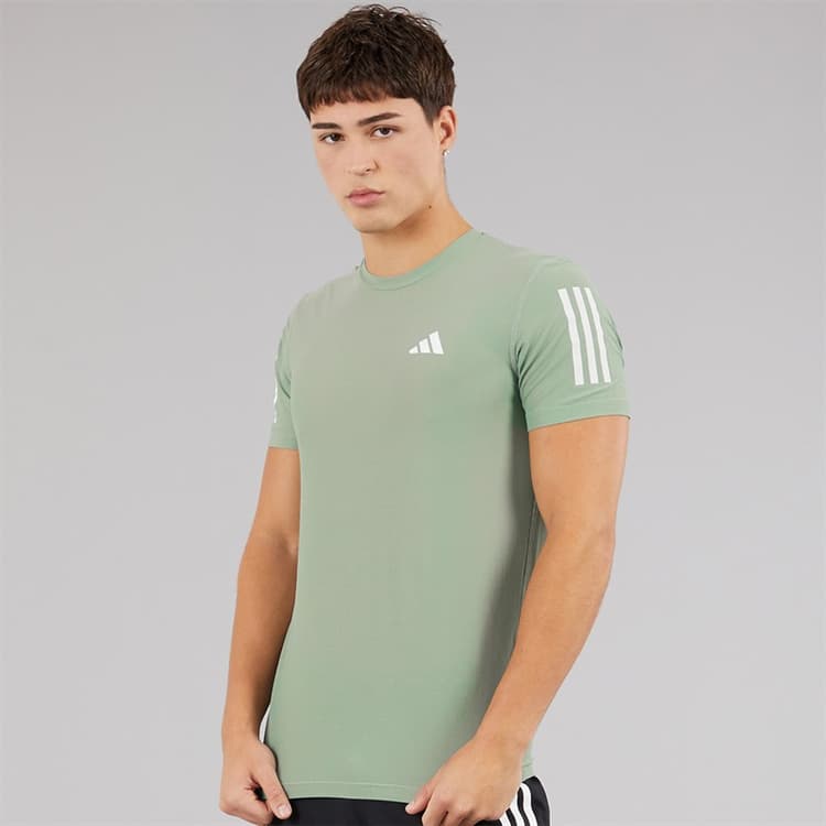adidas Heren Own The Run hardloop T-shirt Silver Green