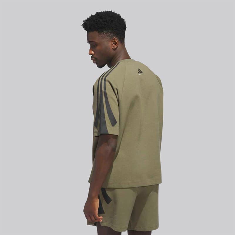 adidas Heren adidas Basketbal Korte Mouw Sweater Olive Strata - Afbeelding 3