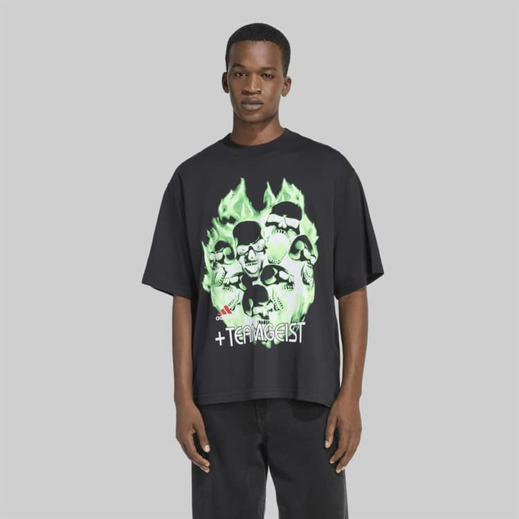 adidas Herenteamgeest Moto Grafisch T-shirt Zwart