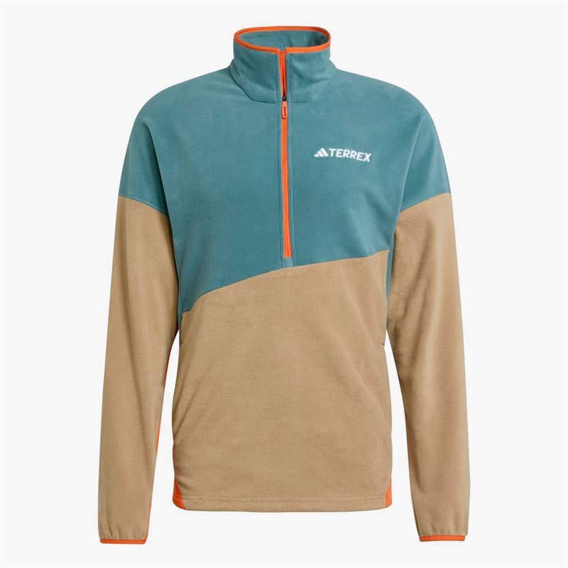 adidas Heren Terrex Multi Climawarm Fleece Anorak Preloved Teal/Cardboard/Semi Impact Orange - Afbeelding 1
