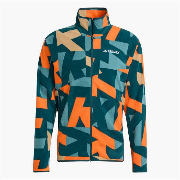 adidas Heren Terrex Multi Bedrukt Volledig Rits Fleece Jas Aurora Ivory/Semi Impact Orange