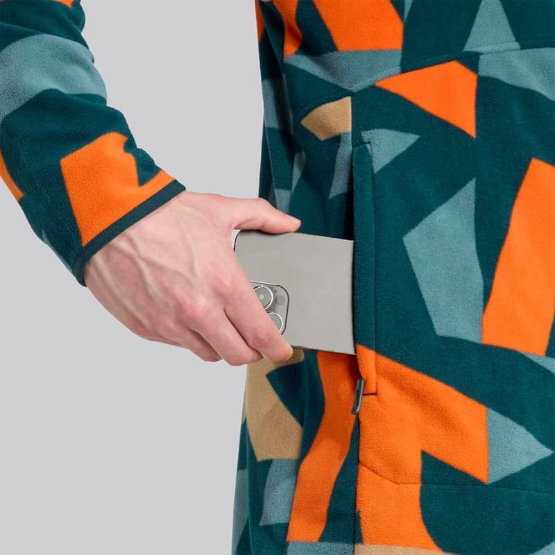 adidas Heren Terrex Multi Bedrukt Volledig Rits Fleece Jas Aurora Ivory/Semi Impact Orange - Afbeelding 2