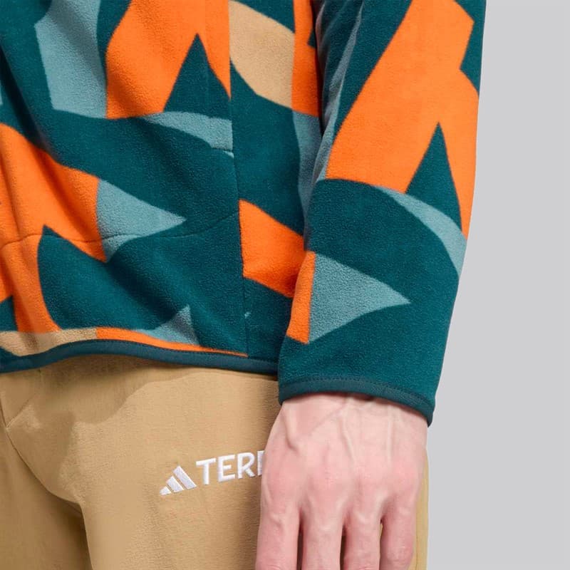 adidas Heren Terrex Multi Bedrukt Volledig Rits Fleece Jas Aurora Ivory/Semi Impact Orange - Afbeelding 3