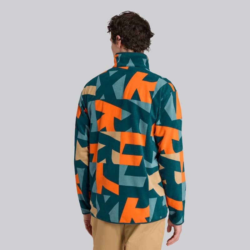 adidas Heren Terrex Multi Bedrukt Volledig Rits Fleece Jas Aurora Ivory/Semi Impact Orange - Afbeelding 4