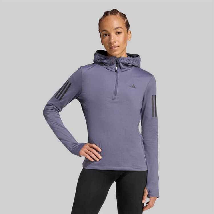 adidas Dames Own The Run Winterized Hardloop Hoodie Halve Rits Preloved Violet