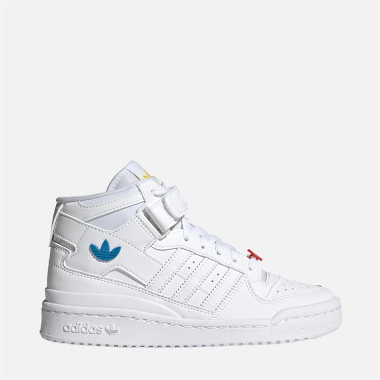 adidas Originals Jongens Forum Mid Sneakers Cloud White/Rood/Bright Blue