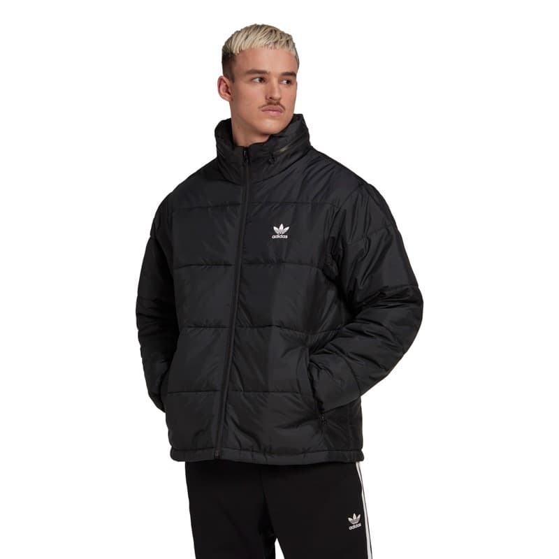 adidas Originals Heren Essentiële Gevoerde Puffer Jas Zwart - Afbeelding 2