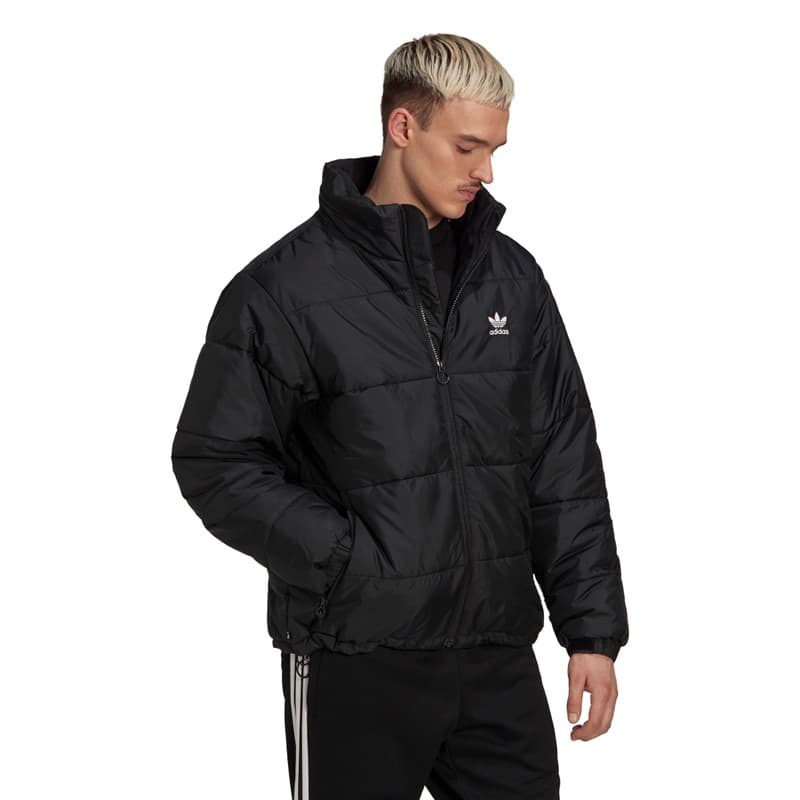 adidas Originals Heren Essentiële Gevoerde Puffer Jas Zwart - Afbeelding 4