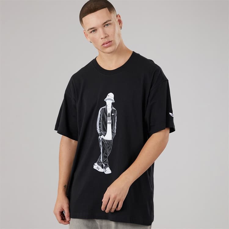 adidas Originals Heren GFX Trefoil Logo T-shirt Zwart