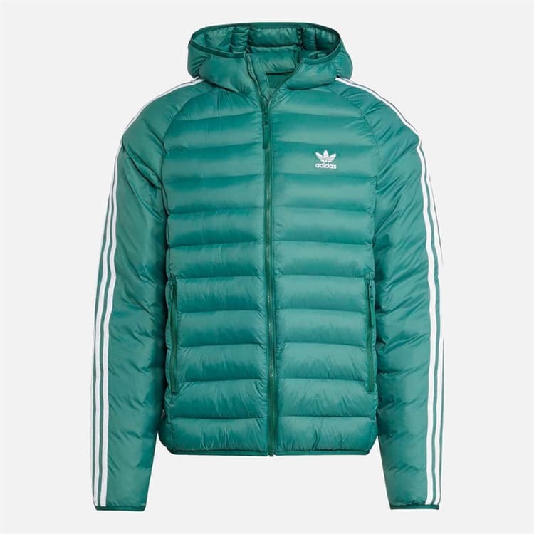 adidas Originals Heren Gewatteerd Capuchon Puffer Jas Collegiate Green/Wit