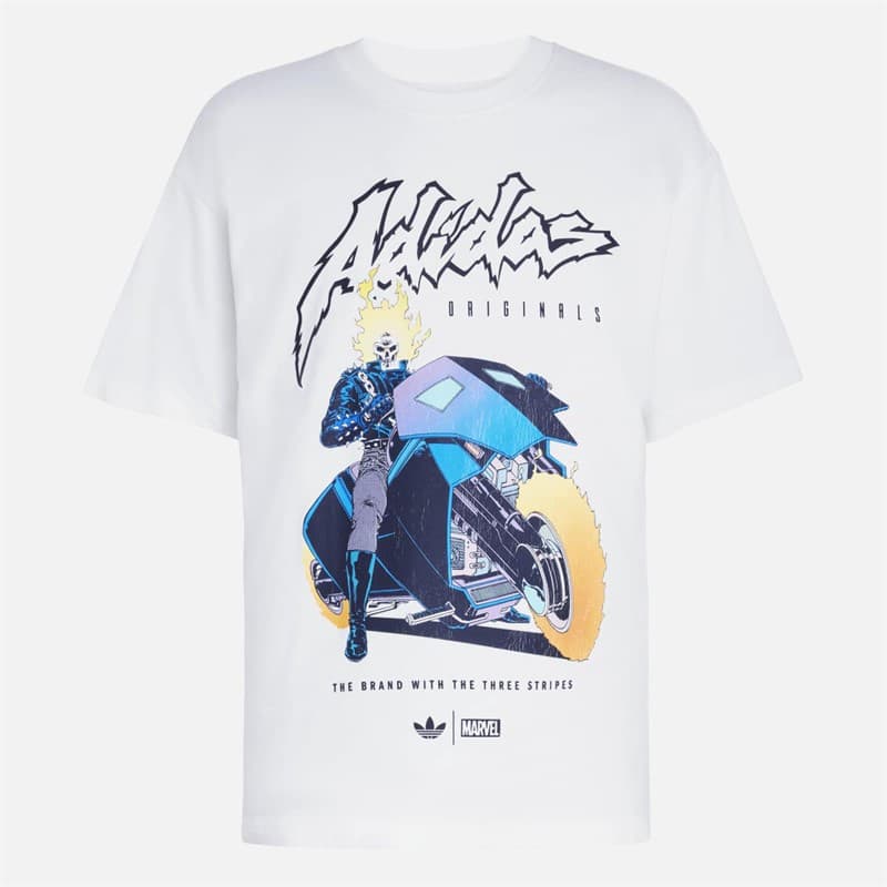 adidas Originals Heren X Marvel Ghost Rider Oversized T-shirt Cream White - Afbeelding 1