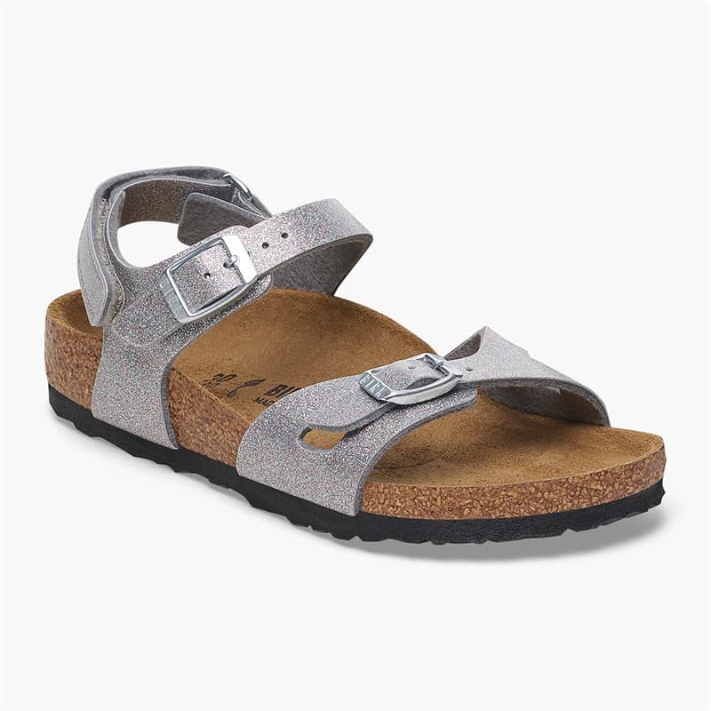 Birkenstock Meisjes Rio Enkelband Sandalen Sparkling Silver - Afbeelding 1