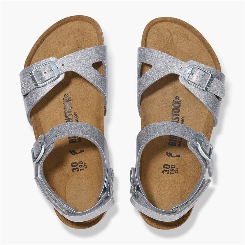 Birkenstock Meisjes Rio Enkelband Sandalen Sparkling Silver - Afbeelding 3