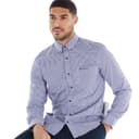 Ben Sherman Heren Gingham Overhemden met lange mouwen Marineblauw Geruit