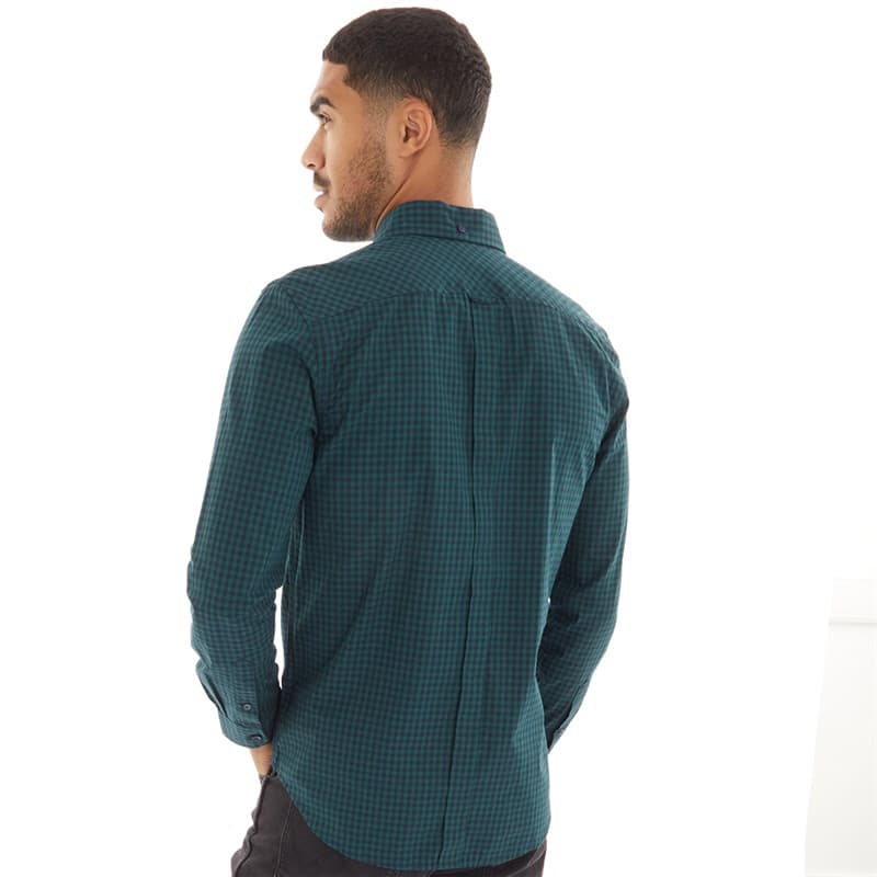 Ben Sherman Heren Gingham Overhemden met lange mouwen Groen - Afbeelding 2