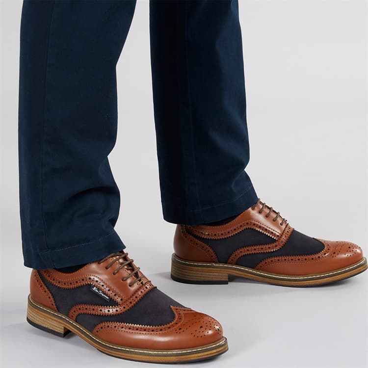 Ben Sherman Heren Terrence Oxford Brogue Schoenen Tan Burnish/Marineblauw