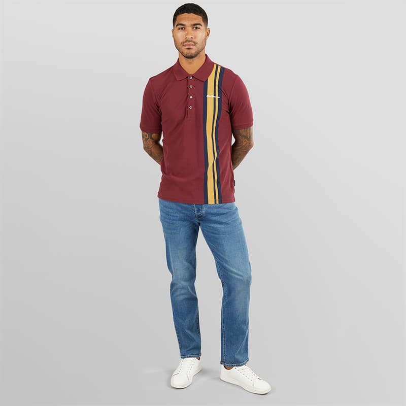 Ben Sherman Heren House Mod Polo Wijn - Afbeelding 3