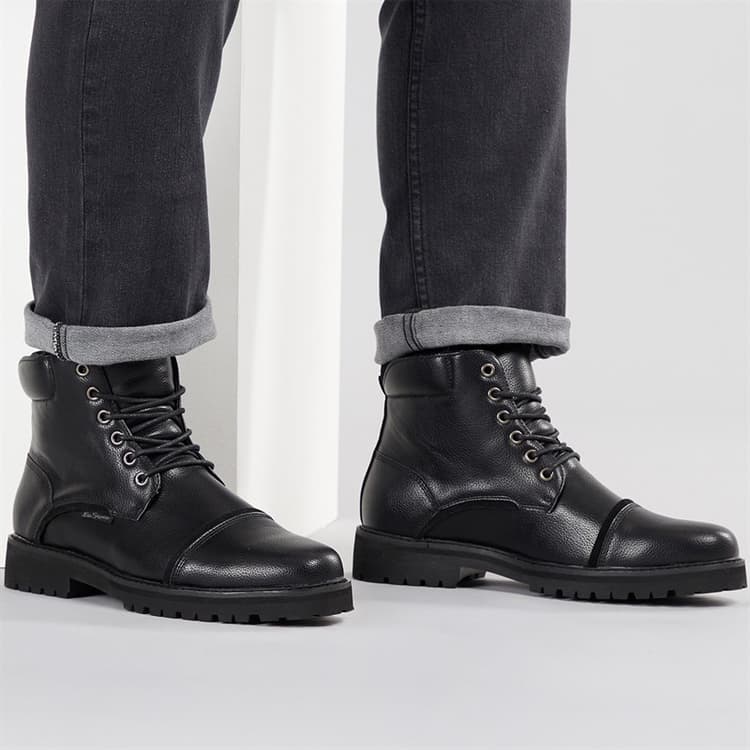 Ben Sherman Heren Chesterley Schoen Neus Laarzen Zwart Tumble