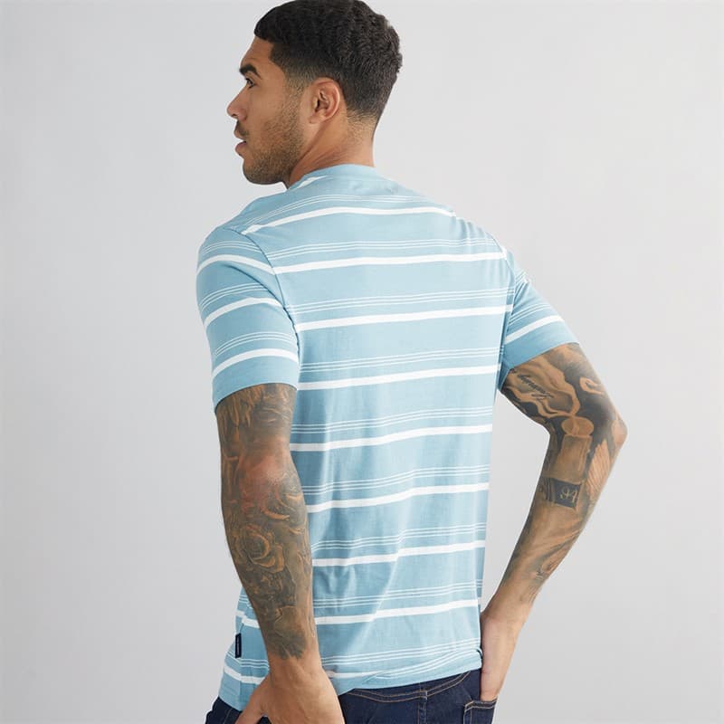 Ben Sherman Heren Fijn Gestreept T-Shirt Petrol - Afbeelding 2