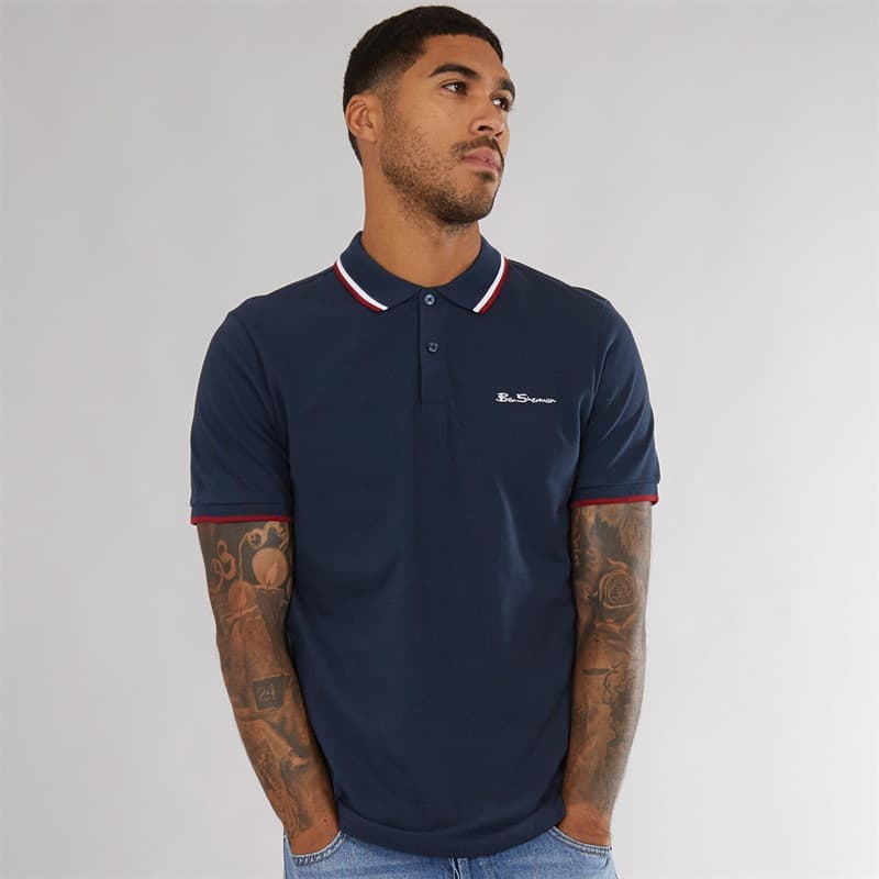 Ben Sherman Heren Twin Tipped Polo Shirt Dark Navy - Afbeelding 1