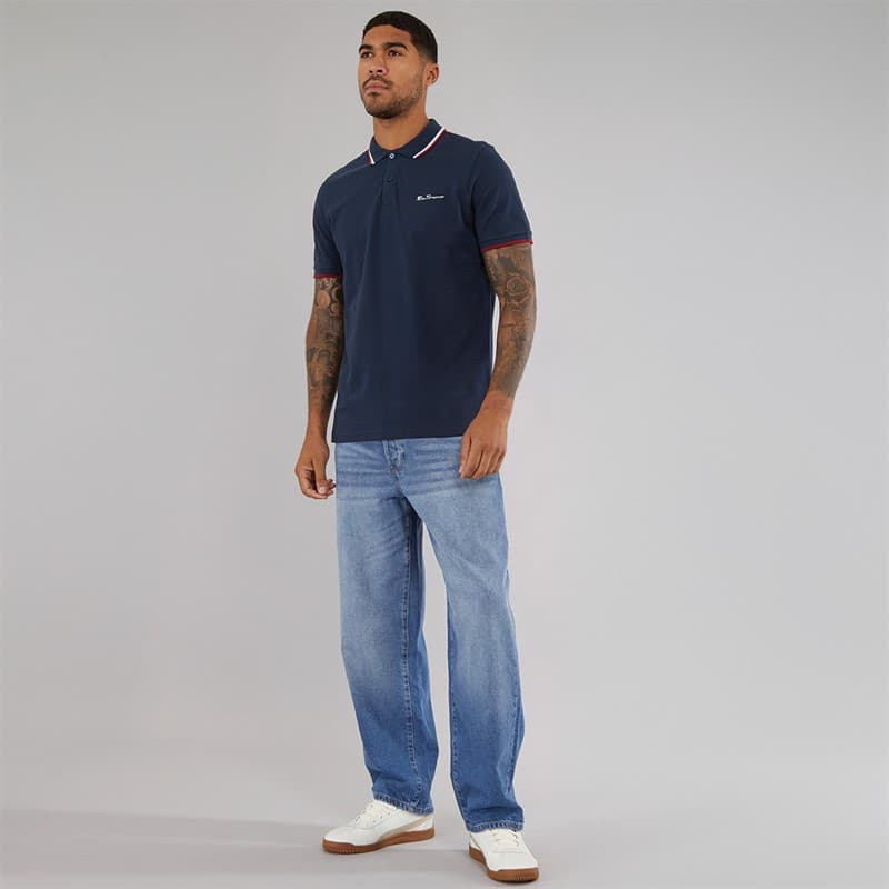 Ben Sherman Heren Twin Tipped Polo Shirt Dark Navy - Afbeelding 3