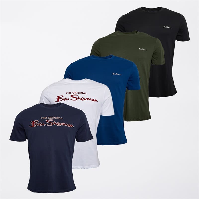 Ben Sherman Heren Vijf Pack T-shirts Multi - Afbeelding 1