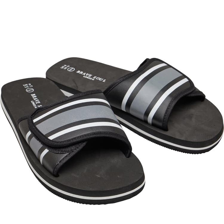 Brave Soul Heren Mateo Slippers Zwart/Grijs/Wit