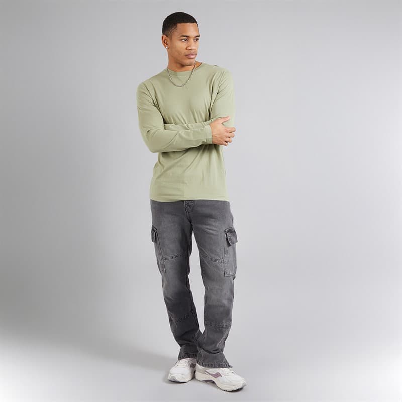 Brave Soul Herenshirt met lange mouwen Proefmodel Stofkleurig Groen - Afbeelding 3
