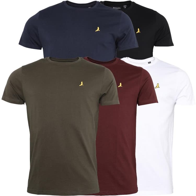 Brave Soul Herenshirt 5-pack Russel Zwart/Wit/Marine/Khaki/Bordeaux