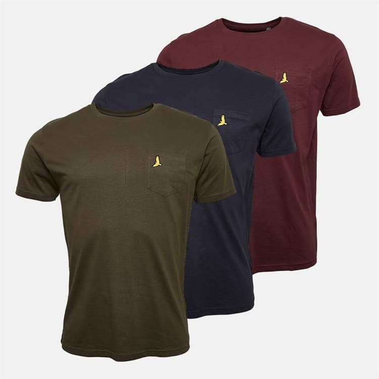 Brave Soul Herenshirts Driepack Marineblauw / Khaki / Bordeaux