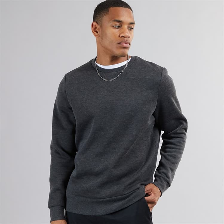 Brave Soul Herensweater met ronde hals Donker Antraciet Melange