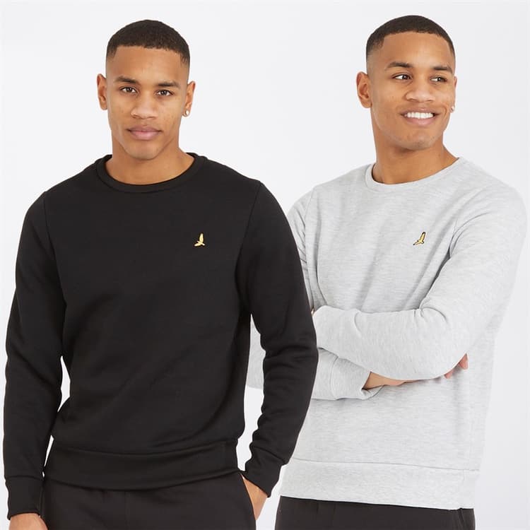 Brave Soul Herensweatshirt Winston Set van 2 Zwart/Grijs