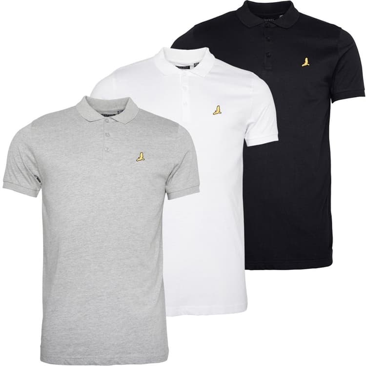 Brave Soul Heren Novek 3 Pak Polo Shirts Zwart/Wit/Grijs