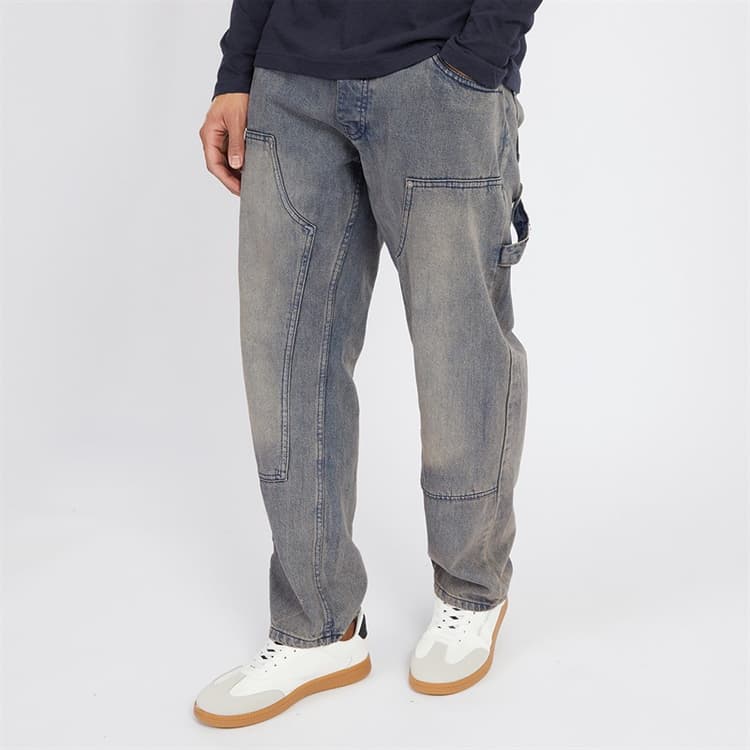 Brave Soul Jeans Heren Joiner Carpenter Loose Fit Blauwe Wassing