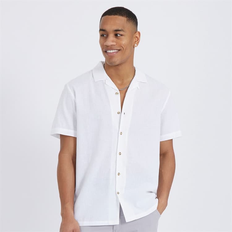 Brave Soul Heren Eubank Shirt Optisch Wit