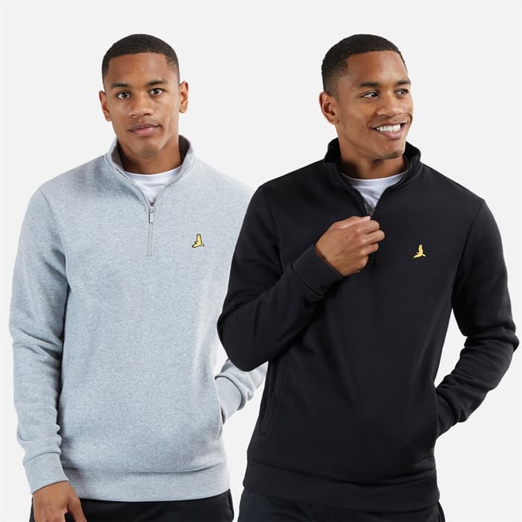 Brave Soul Heren Stilgar Set van 2 1/4 Rits Sweatshirts Zwart / Grijs