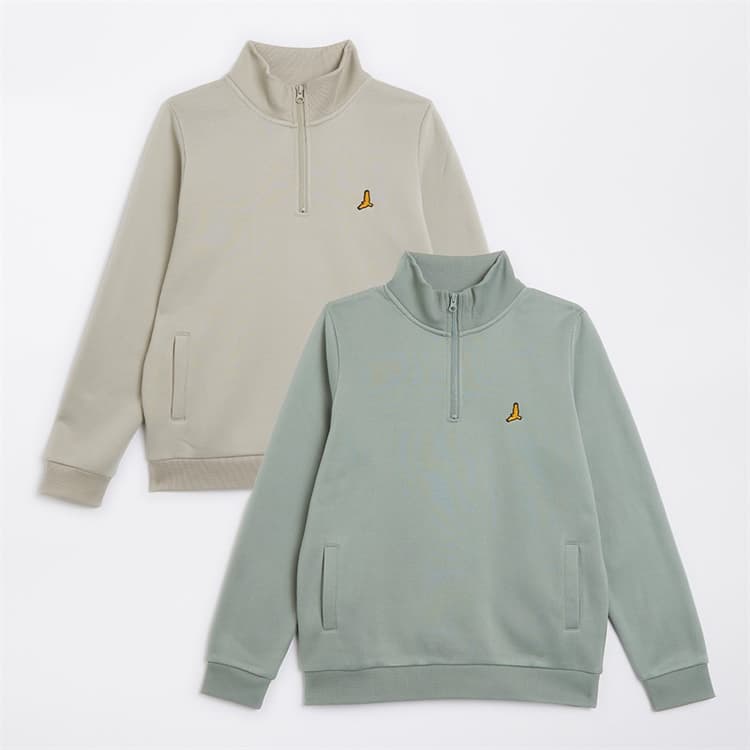 Brave Soul Jongens Set van 2 Kwart Rits Sweatshirts Mineraal Groen / Licht Steen