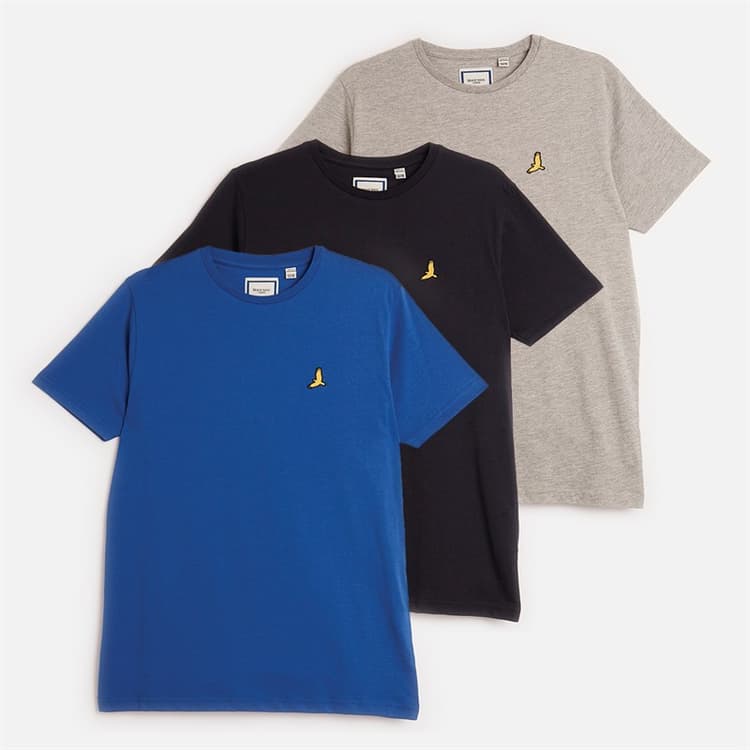 Brave Soul Jongens Drie Pak T-Shirts Licht Grijs Gemêleerd / Kobalt / Marineblauw