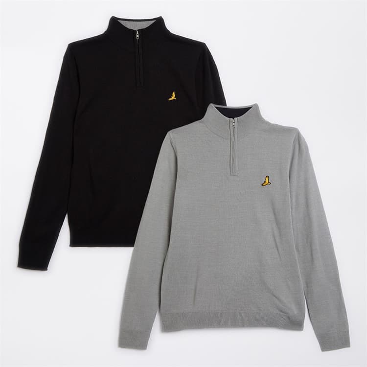 Brave Soul Jongens Set van 2 Kwart Rits Jumpers Zwart / Zilver Grijs Gemêleerd