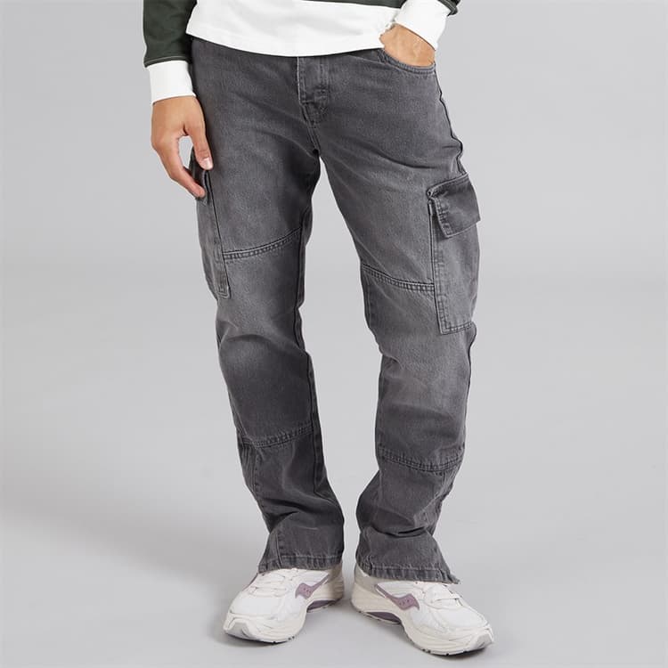 Brave Soul Heren Station Loose Fit Cargo Jeans Grijs