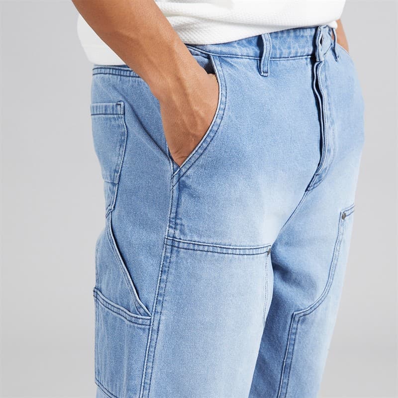 Brave Soul Heren Joiner Loose Fit Carpenter Shorts Light Blue - Afbeelding 3