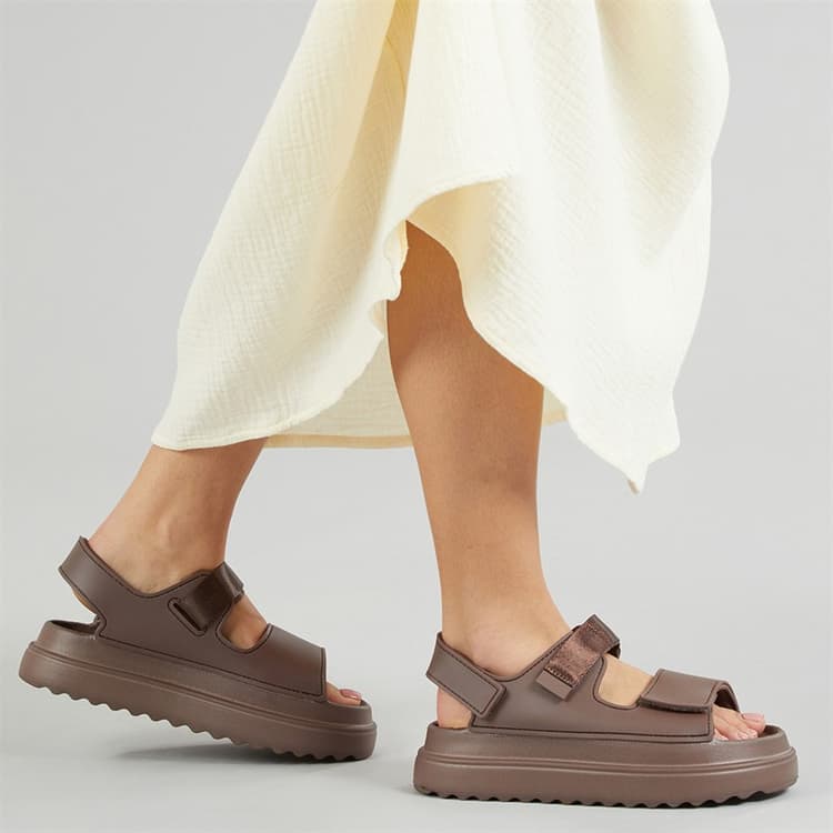 Brave Soul Dames Dikke Enkelband Sandalen Mocha