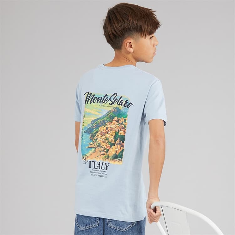 Brave Soul Jongens Solaro T-shirt Light Blue/Multi-Colour