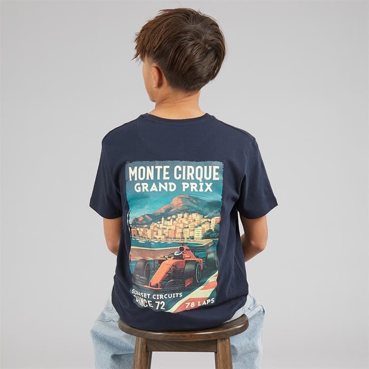 Brave Soul Jongens Meyan T-shirt Navy/Multi Kleuren Print Navy/Multi-Colour Print